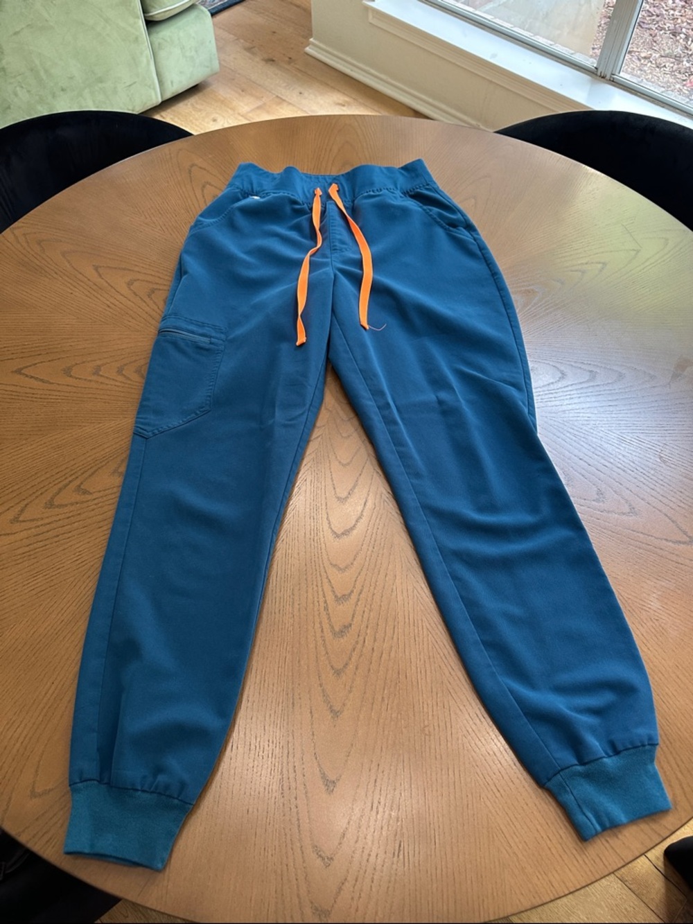 Figs Teal Jogger Pants with Orange Drawstring